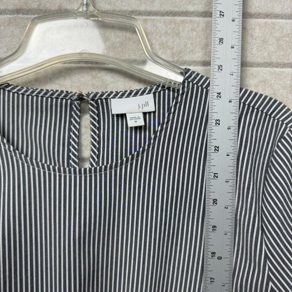 J Jill Striped Tie-Front Top Black White 3/4 Sleeve Women’s M - Picture 7 of 10